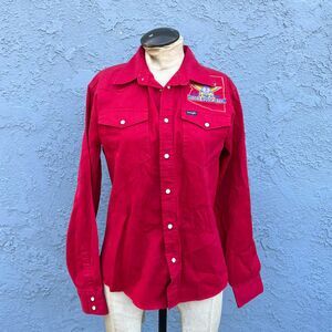 Red Arizona Rodeo Pearl Snap Womens Small Kids Xl Vintage Western Clothing
